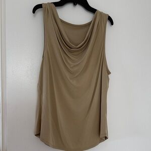 Sleeveless Drape Neck Tank Top - Beige